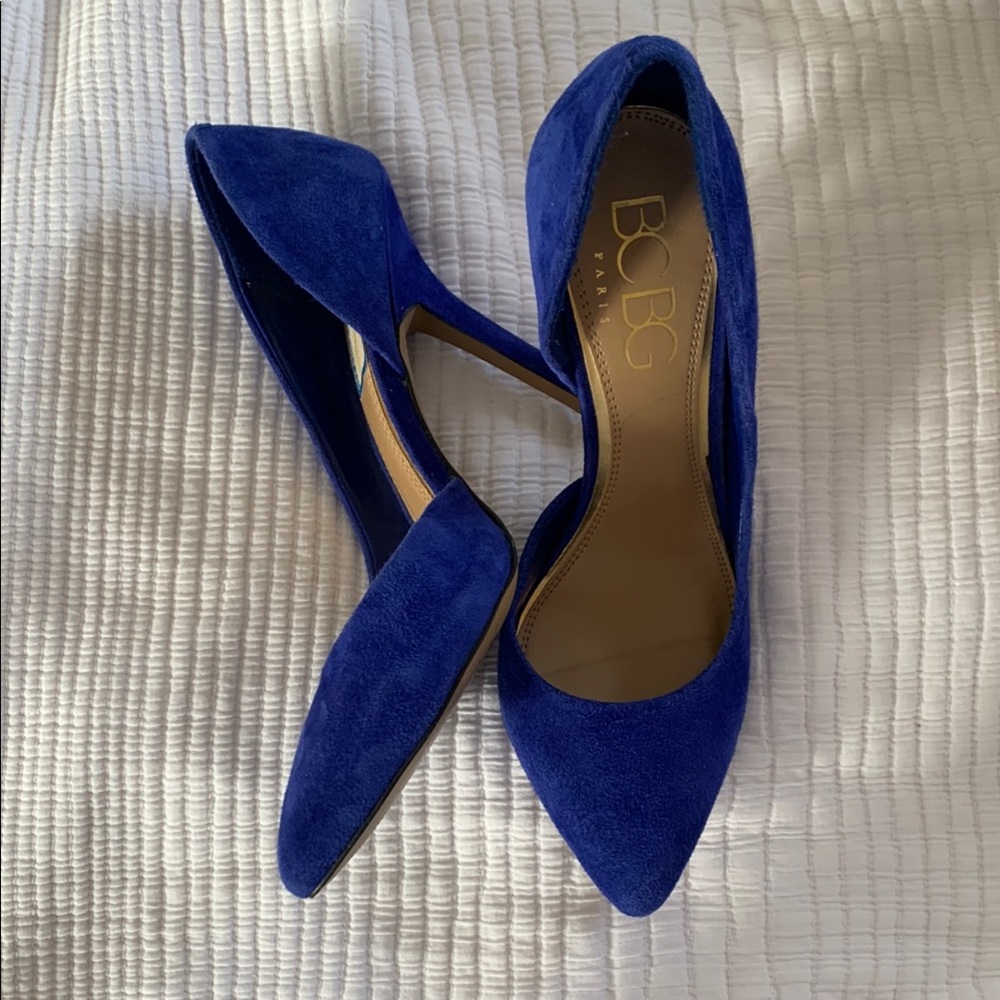 BCBG Blue Suede Heels